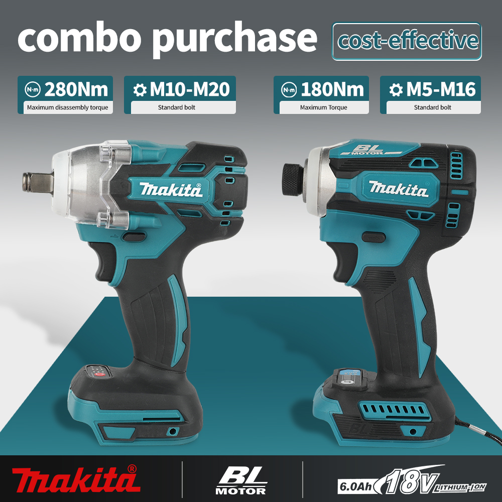Combo Power Tools - Kit Combo Makita DTW285+DTD171 Sem Escovas: